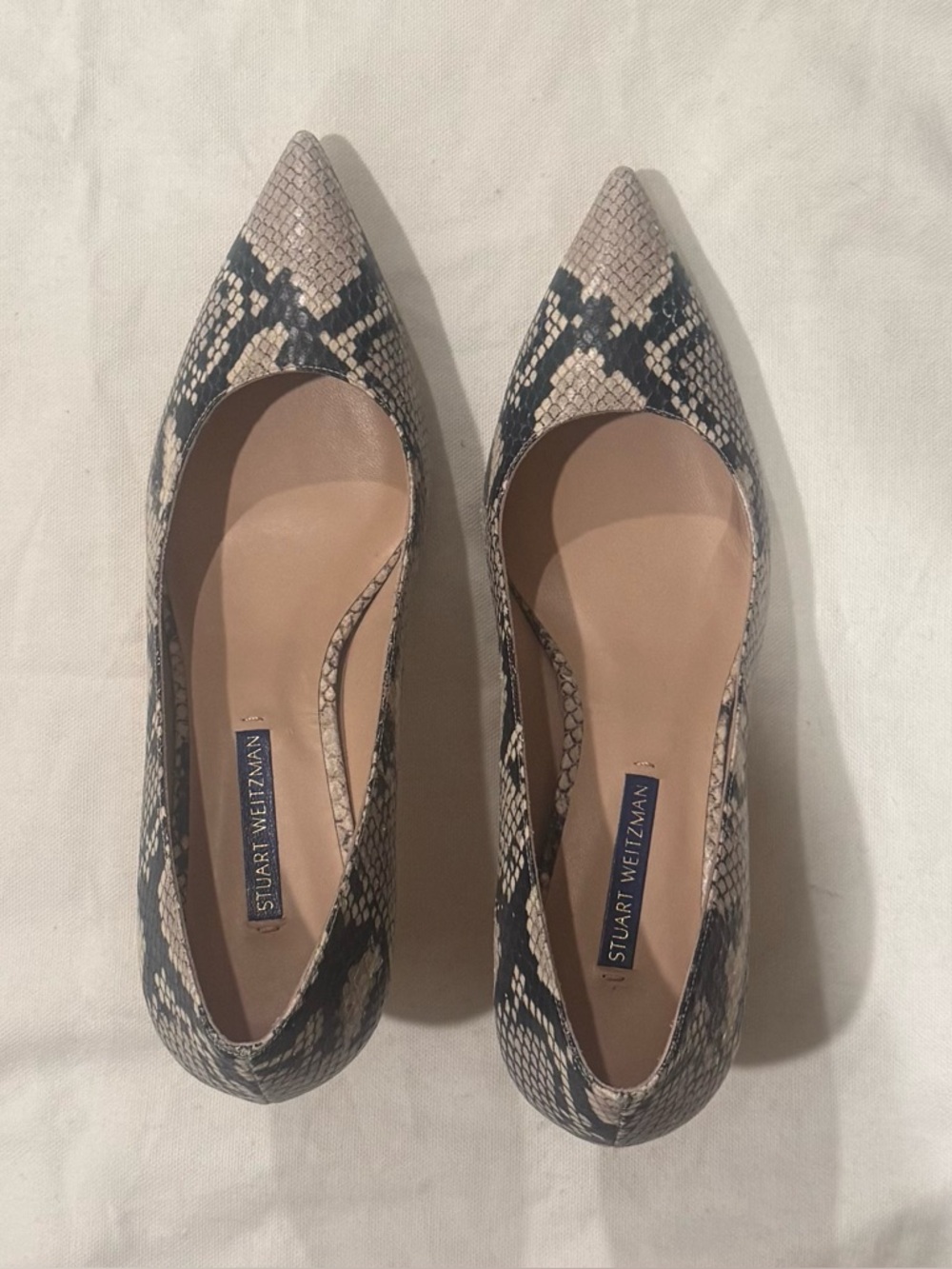 Stuart Weitzman Leigh 70 Pumps, Snake skin leather, Size 8.5